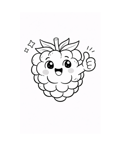 Ausmalbild Brombeere Kawaii