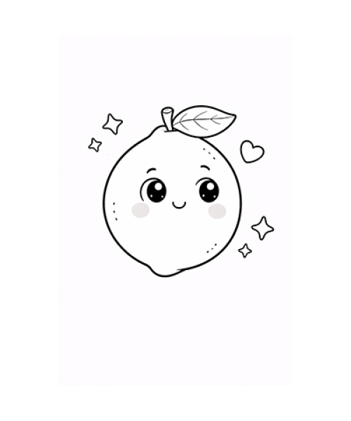 Ausmalbild Zitrone Kawaii