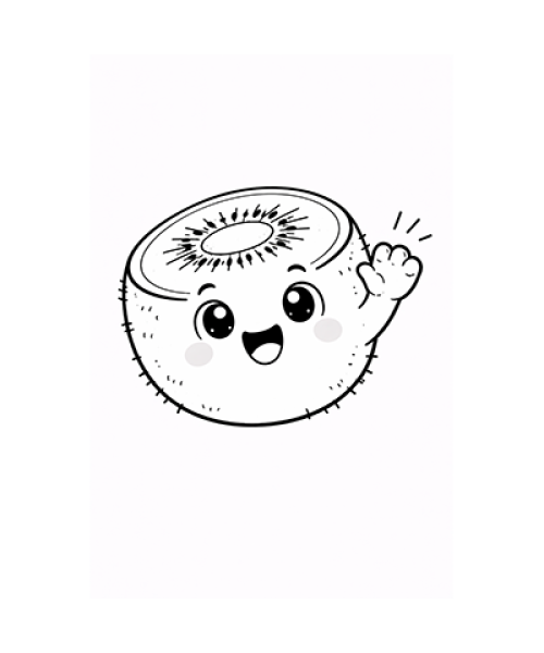 Ausmalbild Kiwi Kawaii