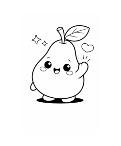 Ausmalbild Birne Kawaii