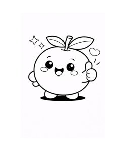 Ausmalbild Mandarine Kawaii