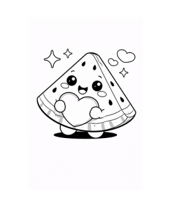 Ausmalbild Wassermelone Kawaii