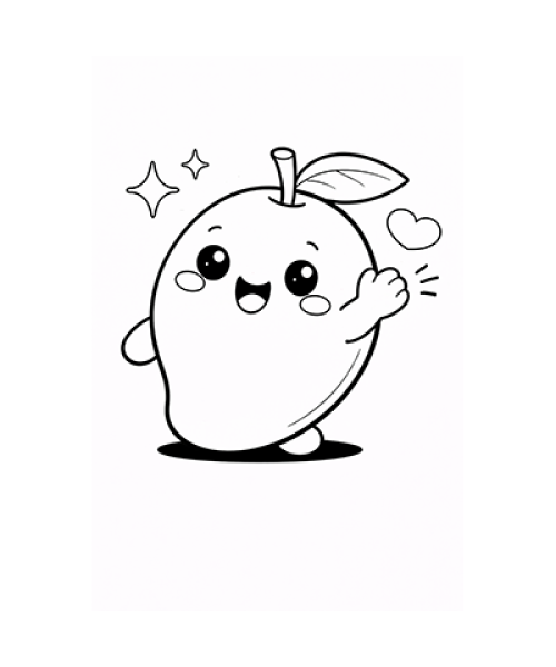 Ausmalbild Mango Kawaii