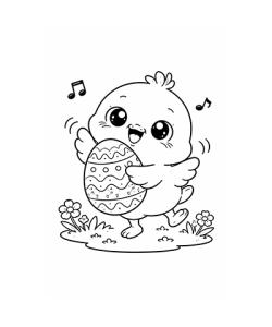 Ausmalbild Küken mit Osterei