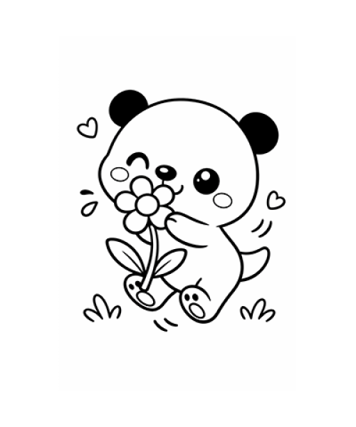 Ausmalbild Hund riecht an Blume