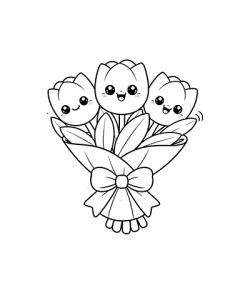 Ausmalbild lächelnde Tulpen