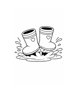 Ausmalbild Gummistiefel stampfen in Pfütze