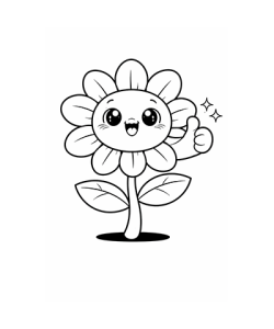 Ausmalbild Sonnenblume Daumen hoch