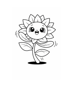 Ausmalbild Sonnenblume winkt