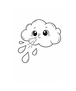 Ausmalbild Wolke lässt es regnen