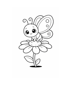 Ausmalbild Schmetterling auf Blume