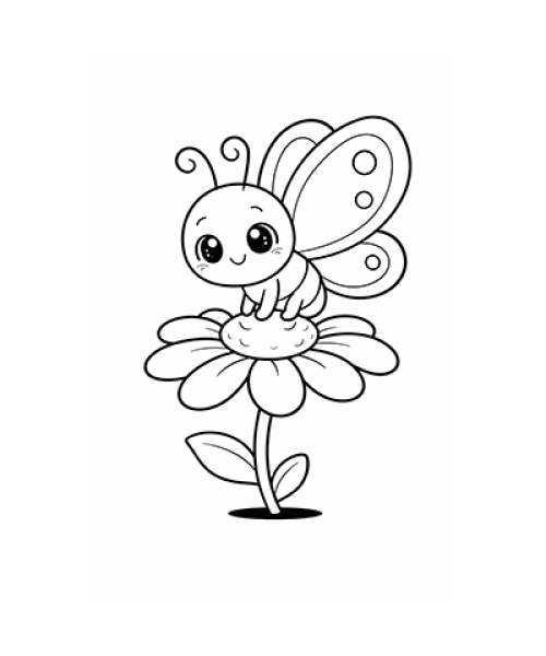 Ausmalbild Schmetterling auf Blume