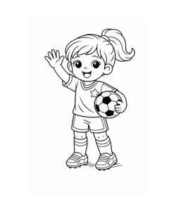 Ausmalbild Fussball Mädchen winkt