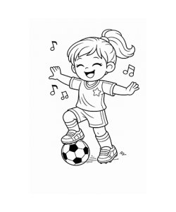 Ausmalbild Fussball Mädchen tanzt