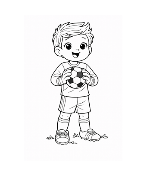 Ausmalbild Fussball Junge Torwart