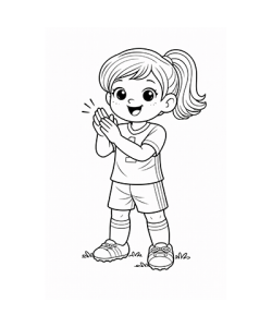 Ausmalbild Fussball Mädchen klatscht
