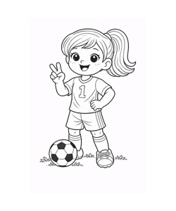 Ausmalbild Fussball Mädchen Peace