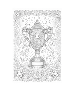 Ausmalbild Fussball Pokal detailliert