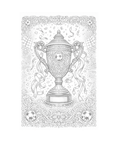 Ausmalbild Fussball Pokal detailliert