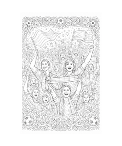 Ausmalbild Fussball Fans detailliert