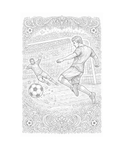 Ausmalbild Fussball Torschuss detailliert