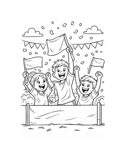 Ausmalbild Fussball Fans jubeln