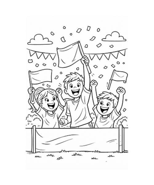 Ausmalbild Fussball Fans jubeln