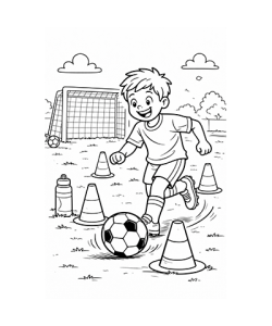 Ausmalbild Fussball Training Dribblen 3