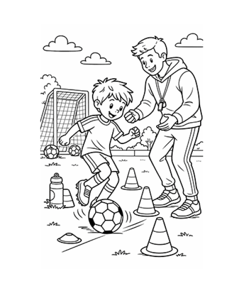 Ausmalbild Fussball Training