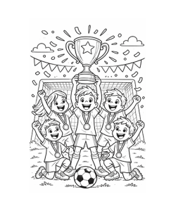 Ausmalbild Fussball Manschaft Pokal