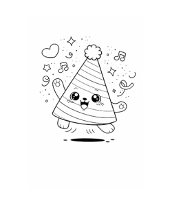 Ausmalbild tanzender Kuchen