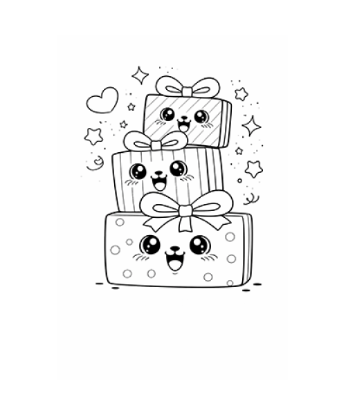 Ausmalbild Geburtstagsgeschenke Kawaii