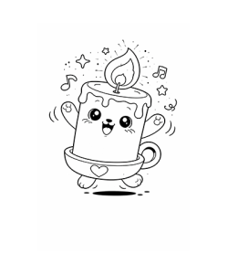 Ausmalbild Geburtstag tanzende Kerze