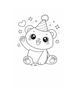 Ausmalbild Bär mit Partyhut