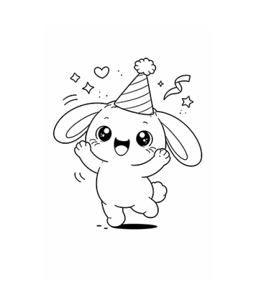 Ausmalbild Hase mit Partyhut