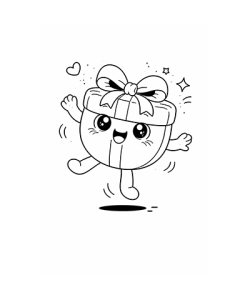 Ausmalbild Kawaii Geschenk