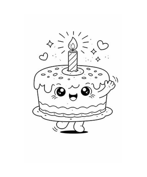 Ausmalbild Geburtstagstore Kawaii