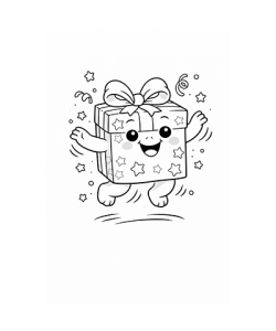Ausmalbild Geburtstagsgeschenk springt