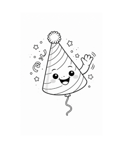 Ausmalbild Partyhut mit Gesicht