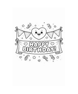 Ausmalbild Happy Birthday Banner