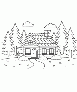 Ausmalbild Haus 001