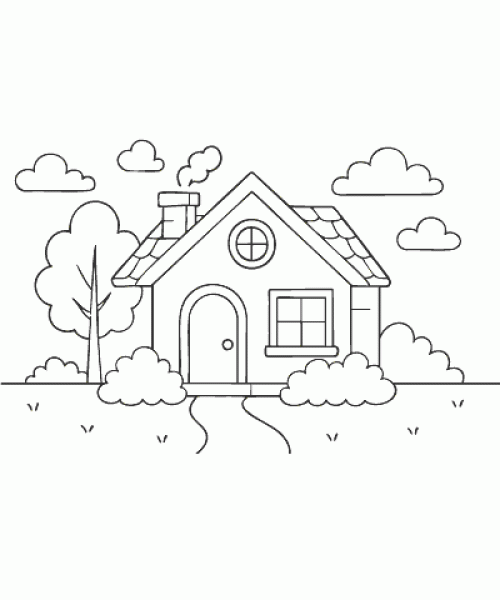 Ausmalbild Haus 002