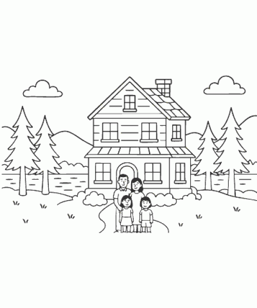 Ausmalbild Haus 006