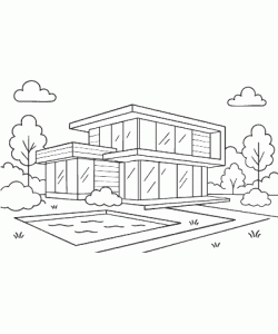 Ausmalbild Haus 011