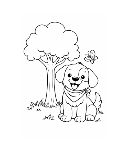 Ausmalbild Hund mit Halstuch 69