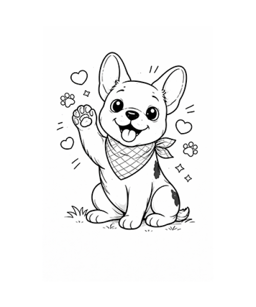 Ausmalbild Hund mit Halstuch winkt 071