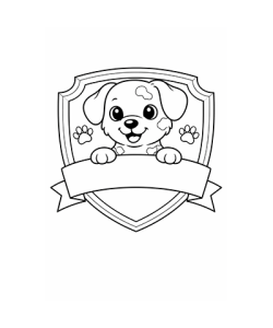 Ausmalbild Hund guckt aus Wappen 075