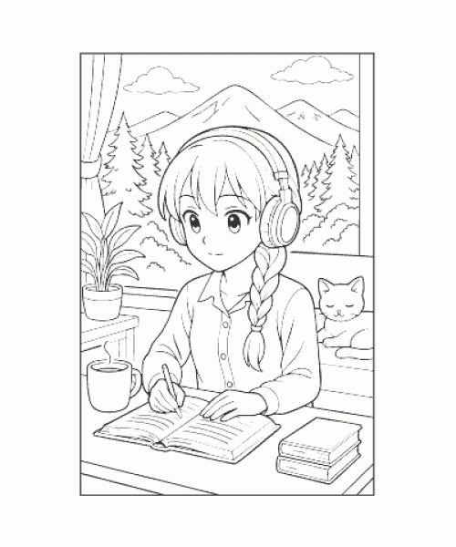 Ausmalbild Katze 024