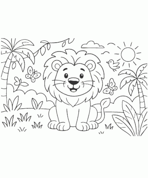 Ausmalbild Löwe 003