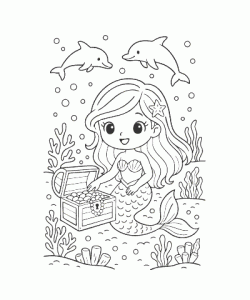 Ausmalbild Meerjungfrau 002